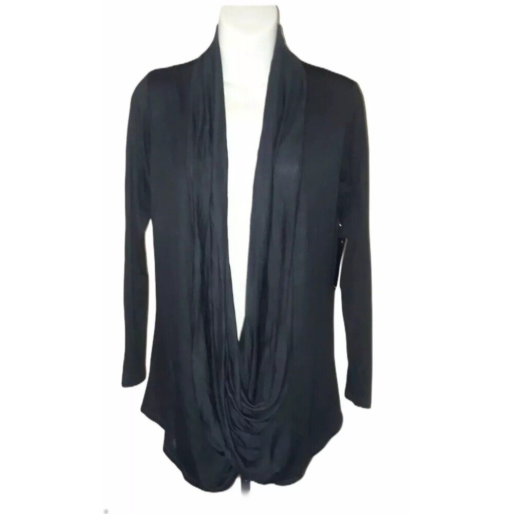 Free to Live Drape Front  Nursing Cardigan Top Size Large Black  Criss Cross